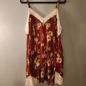 Forever 21 Floral Lace Trim Slip Dress